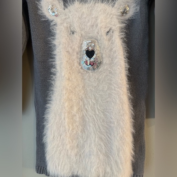 Gymboree Girls Gray Sweater Dress Size 6 – Polar Bear Fuzzy Knit - Picture 6 of 8